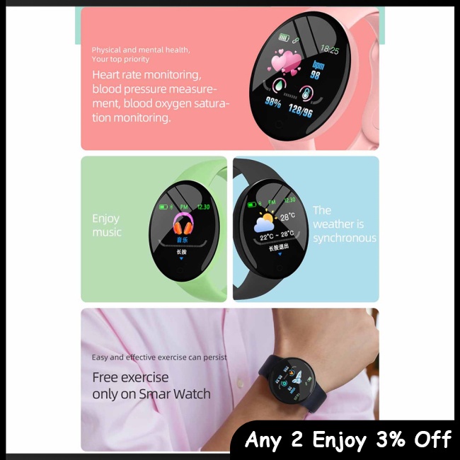 Zevaret Đồng Hồ Thông Minh d18s Màn Hình 1.44 inch 90mah bluetooth 4.0 Theo Dõi Giấc Ngủ