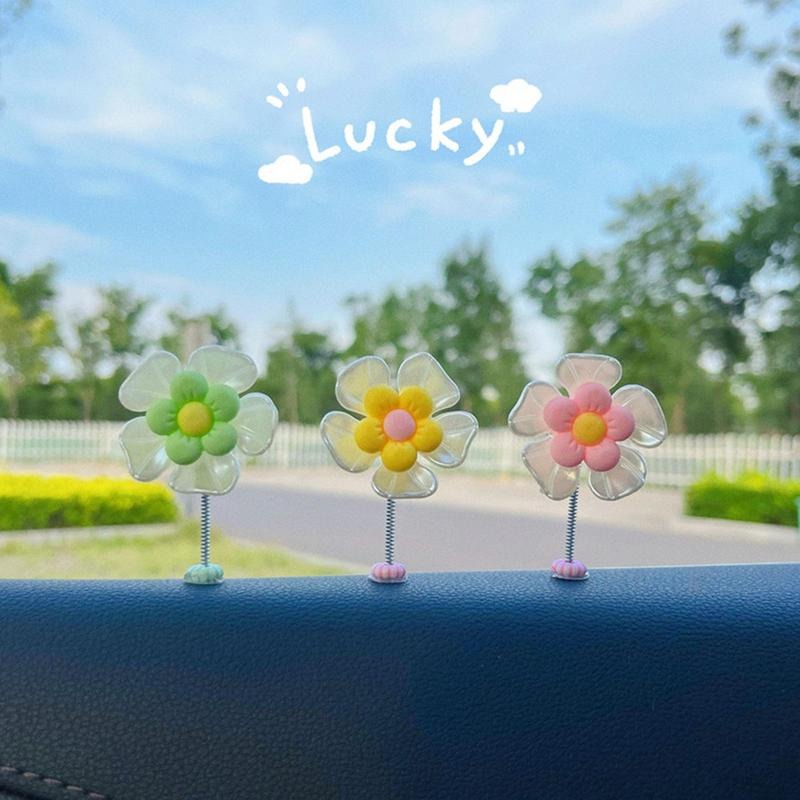 1 Bông Hoa Cúc Dại Tự Dính Trang Trí Bảng Điều Khiển Xe Hơi Dễ Thương Sáng Tạo