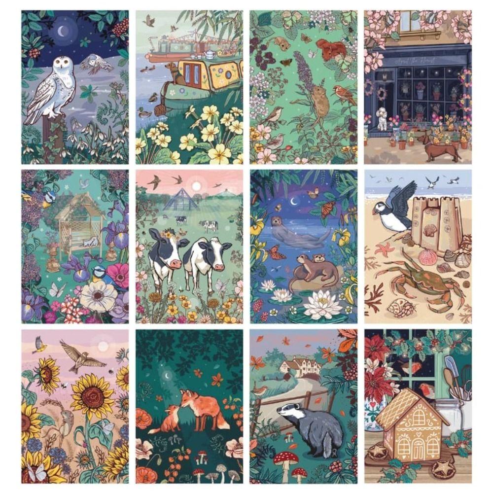 Lịch 2024 treo tường UUMIR bằng giấy họa tiết hoang dã trang trí năm mới sáng tạo