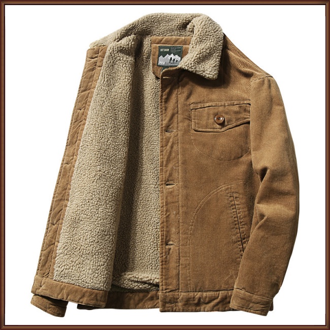 Jaz Áo Khoác cardigan Đệm cotton Nhung Dày Một Hàng Nút Cài Một Hàng Nút Màu Trơn Ấm Áp Mùa Đông Hợp Thời Trang Cho Nam