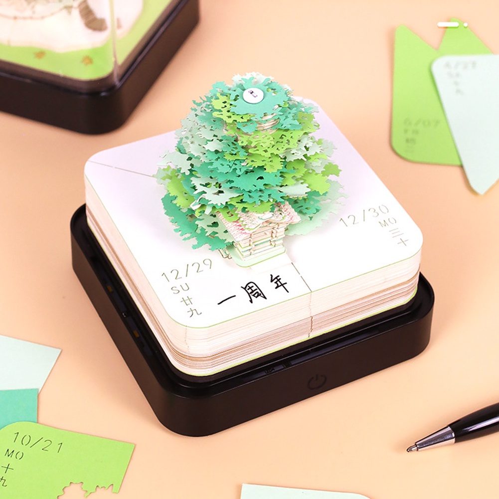 Thời Trang Lịch Giấy Ghi Chú Đa Năng 3d Hình Ngôi Nhà Cây