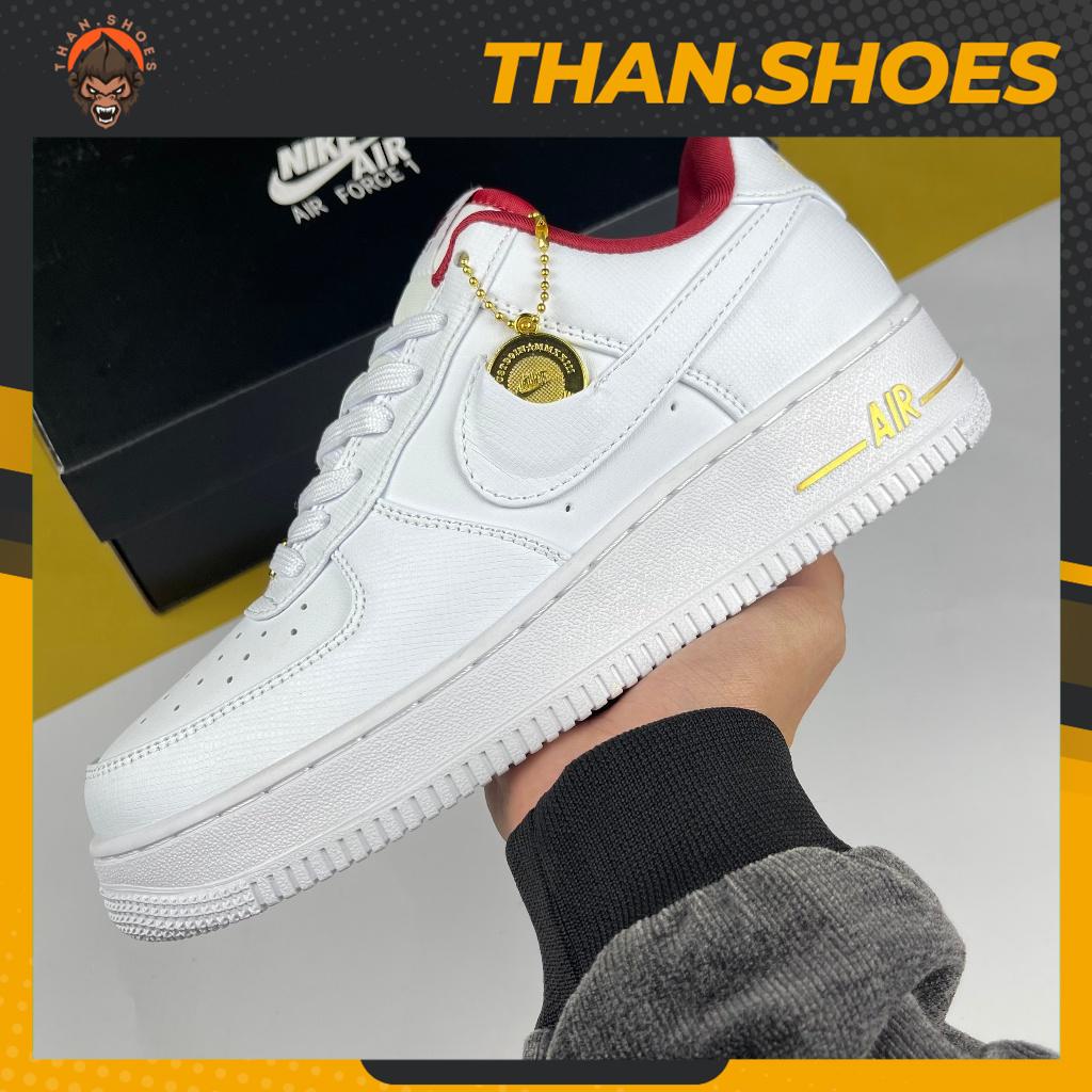 Giày AF1 Low Just Do It Hangtag, AF1 Trắng Lòng Đỏ Móc Đồng Xu - Than.Shoes