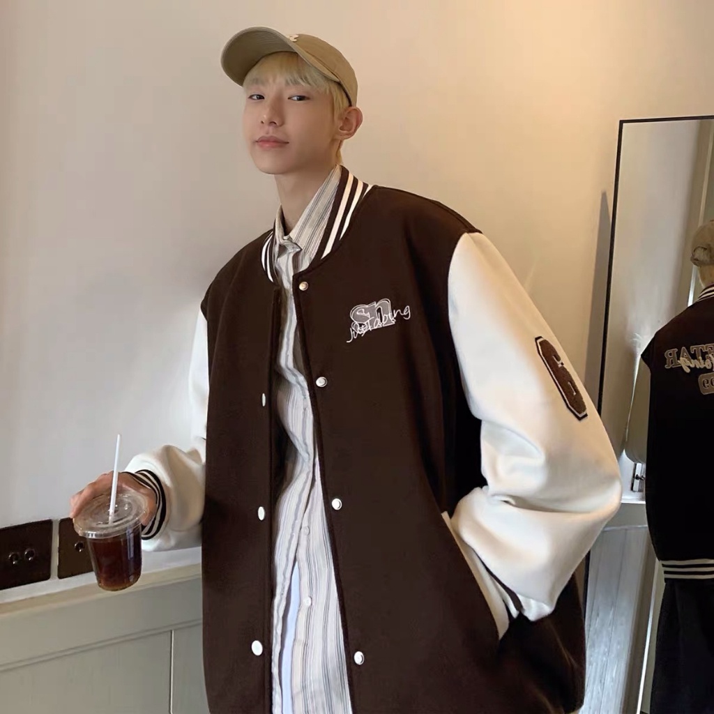 Áo khoác bomber SN , dáng varsity chất nỉ thời trang đường phố cho nam và nữ EB013 Meme