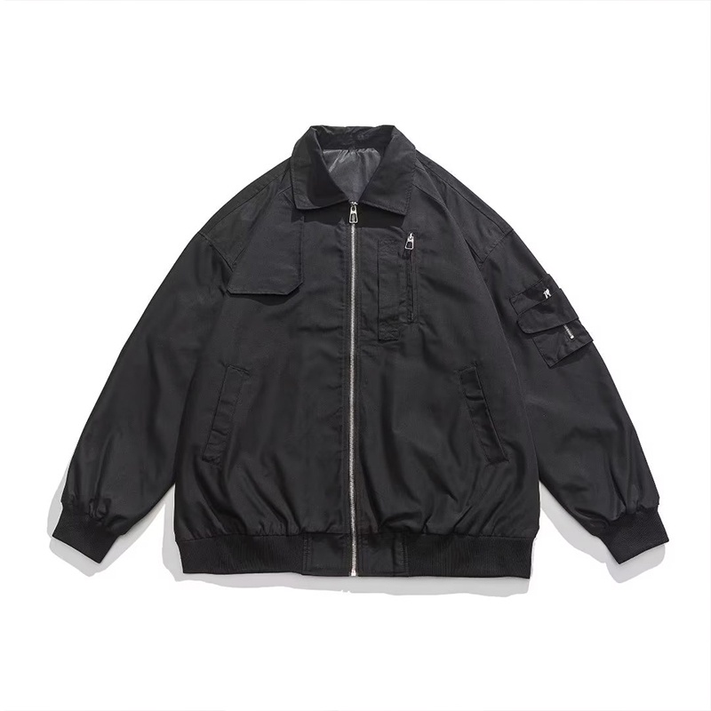 Áo Khoác Dáng Rộng Màu Đen Phong Cách Nhật Bản Thời Trang Xuân Thu Cho Nam Và Nữ