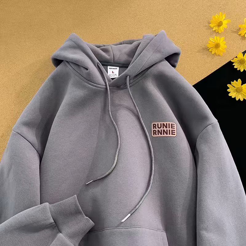 Áo Khoác Hoodie In Hoa Màu Xám Trọng Lượng Nặng Thời Trang Đường Phố Mùa Xuân Thu Phong Cách Mới Dành Cho Nam
