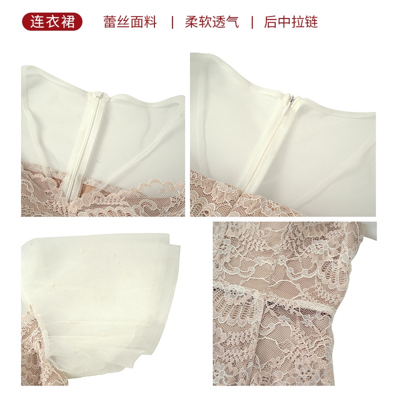 Đầm Tay Phồng Phối Ren Phong Cách Pháp Thời Trang Mùa Hè Cho Nữ 20644