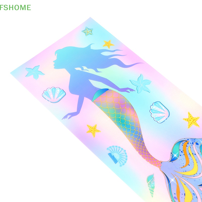 Set 50 Túi Nhựa Đuôi Nàng Tiên Cá Đựng Kẹo Thắt Nơ Ruy Băng Cho Bữa Tiệc Fshn