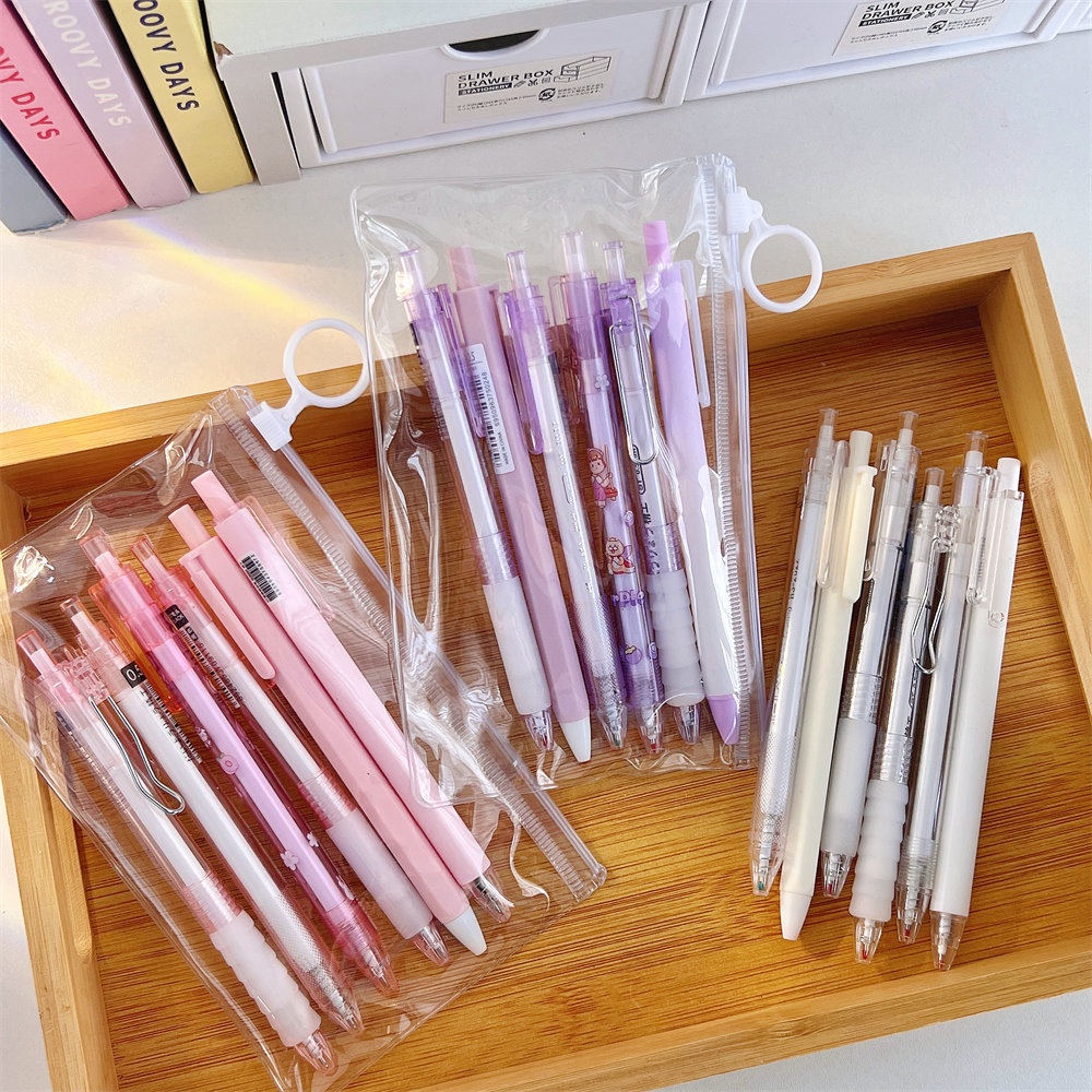 Set 6 Bút Bi Ngòi 0.5mm Mực Đen Nhanh Khô