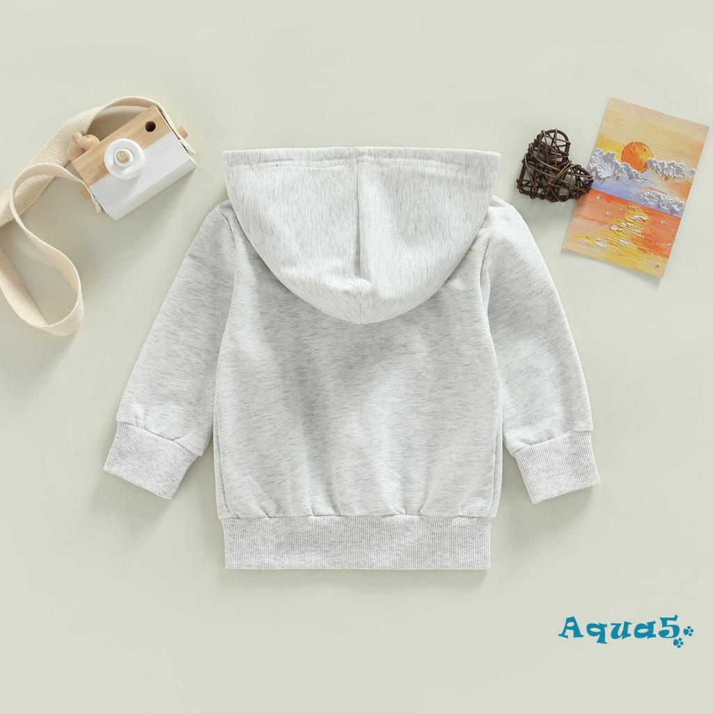 Aqua-áo Khoác Tay Dài Có Nón Màu Trơn Khóa Kéo Cho Bé Trai Bé Gái