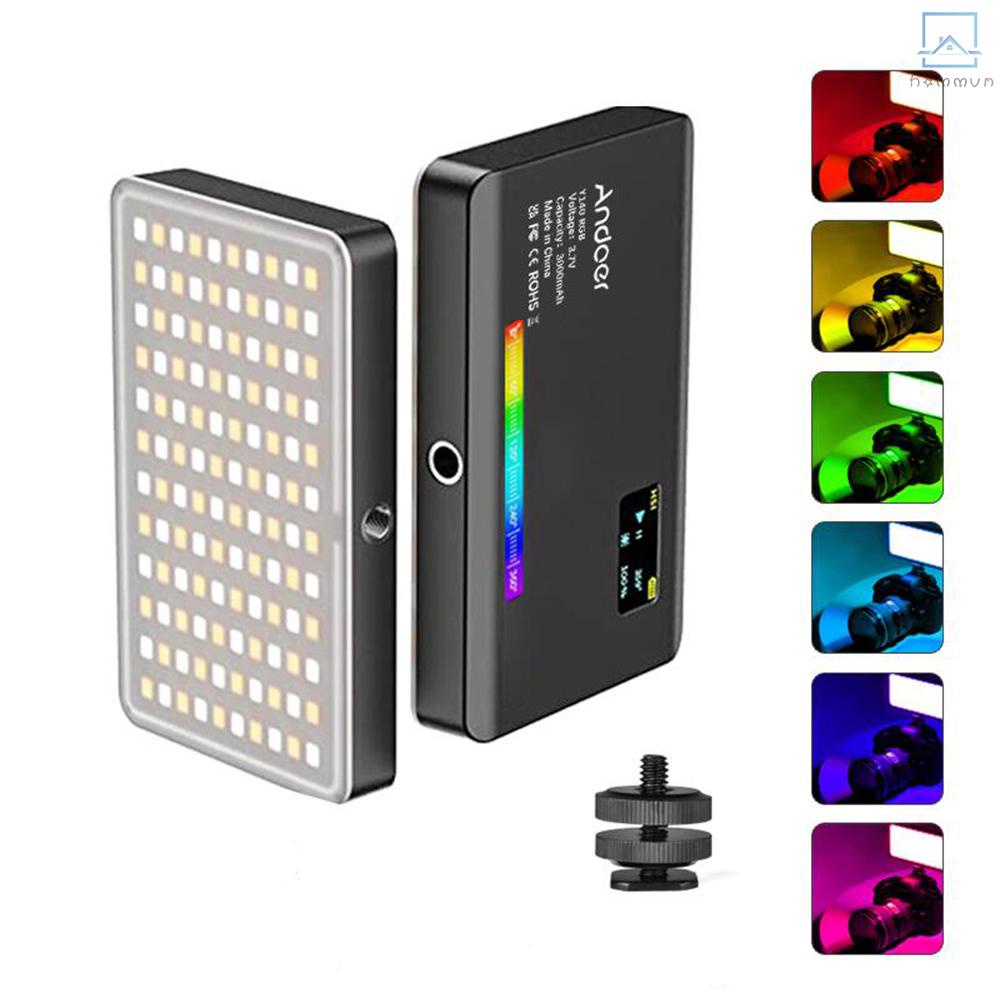 Đèn led andoer y140 rgb cri95 + 2500k-9000k 26 Hiệu Ứng Ánh Sáng Có Thể Sạc Lại Với Màn Hình lcd Cho Quay video vlog Livestream