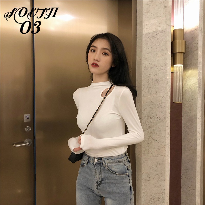 Áo Thun Dệt Kim Tay Dài Cổ Cao Thời Trang Thu Đông Dành Cho Nữ