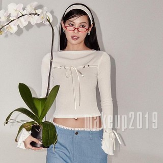 Áo croptop màu sắc trơn thắt nơ xinh xắn cho nữ