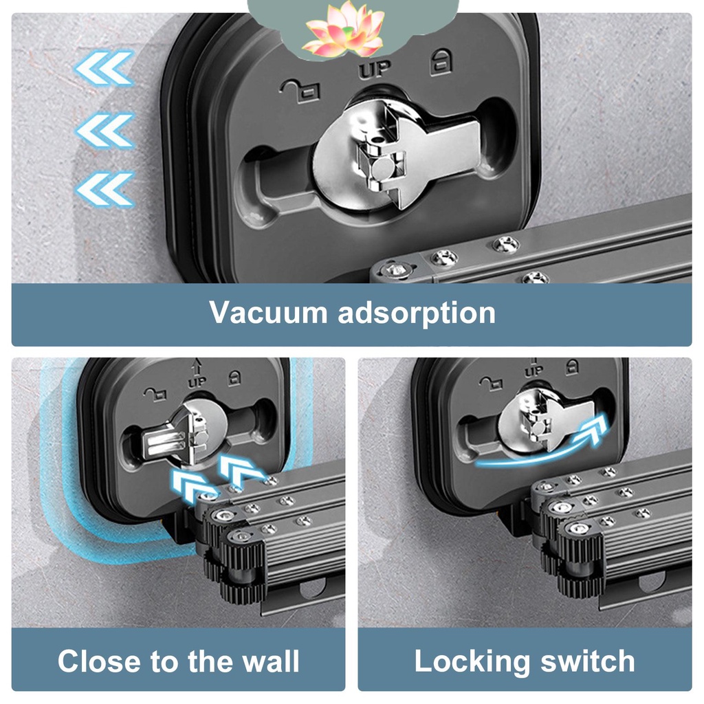 Giá Phơi Quần Áo 3 Tầng Có Giác Hút Chân Không Kèm Thanh Nối Dài Treo Tường shoptkc6039