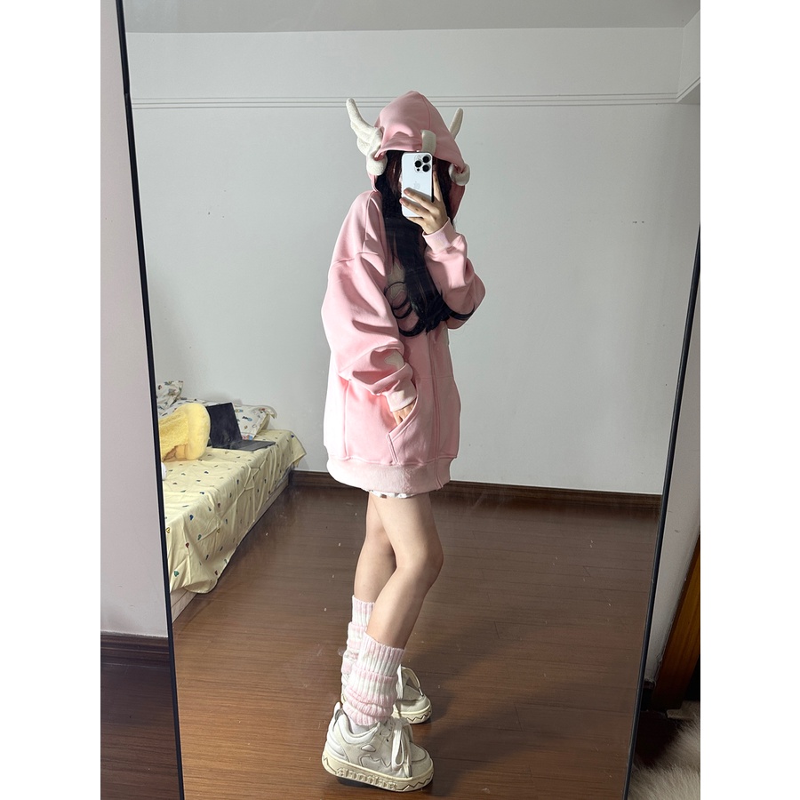 HUIZUMEI Áo Hoodie In Hình Quái Vật Ngộ Nghĩnh Cho Nữ | BigBuy360 - bigbuy360.vn