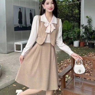 Đầm Dài Giả Hai Lớp Phối Ren Phong Cách Pháp Thanh Lịch Dành Cho Nữ