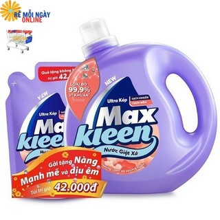 (ĐỦ 4 HƯƠNG) CAN Nước Giặt Xả MaxKleen 2,4kg tặng Túi nước giặt xả 600g