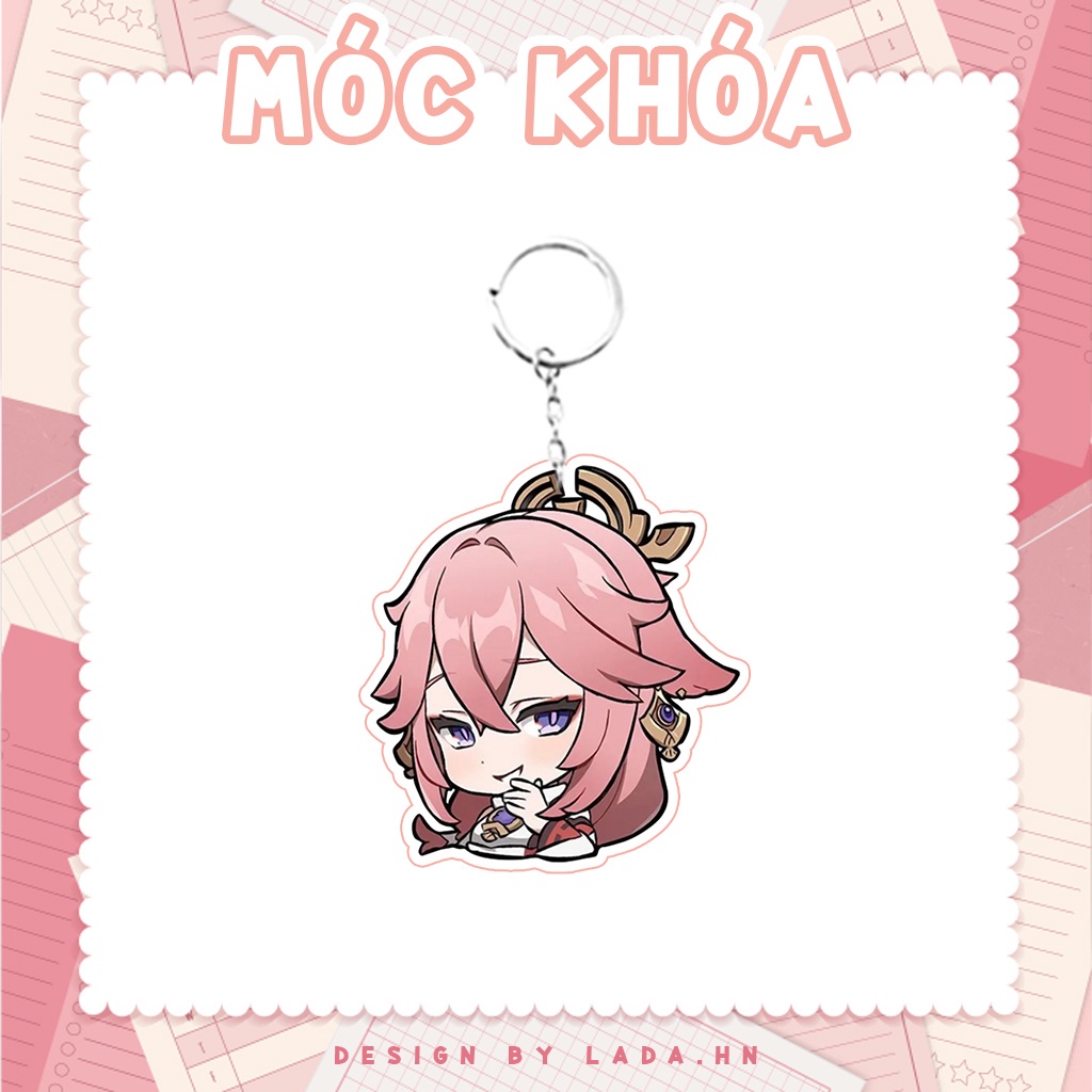 Móc khóa mô hình standee đứng để bàn Yae Miko Genshin Impact Lada anime đáng yêu chibi trang trí quà tặng