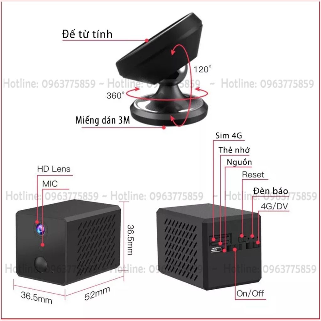 Camera sim 4G quay cả ngày lẫn đêm Full HD, camera hành trình xem trên điện thoại   - VS01