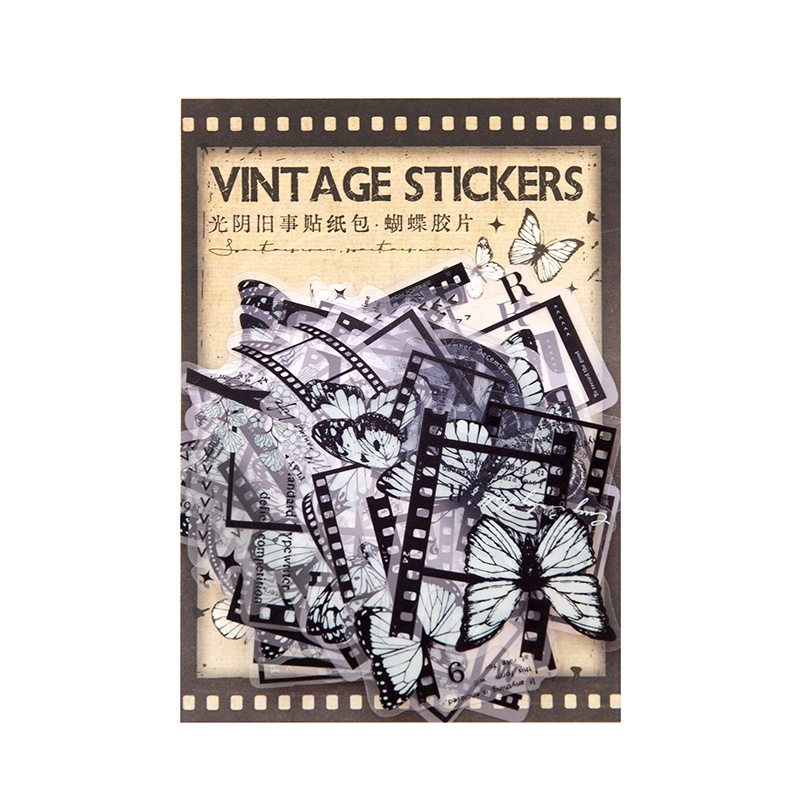 Enwei Bộ 30 Miếng Dán Hình Bướm Phong Cách vintage Chống Thấm Nước Trang Trí Sổ Tay