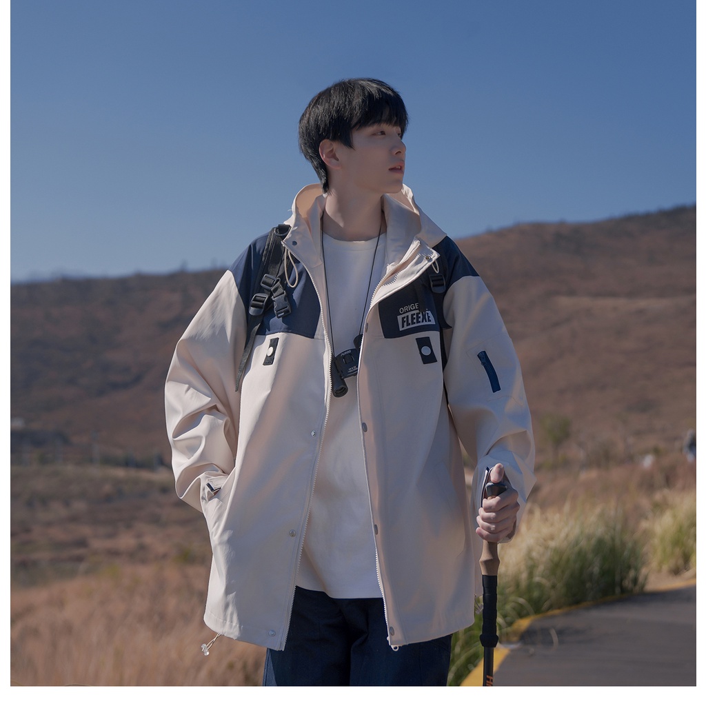 Áo Khoác Thể Thao Dáng Rộng Có Mũ Trùm Cá Tính Theo Phong Cách Xuân Thu Dành Cho Nam