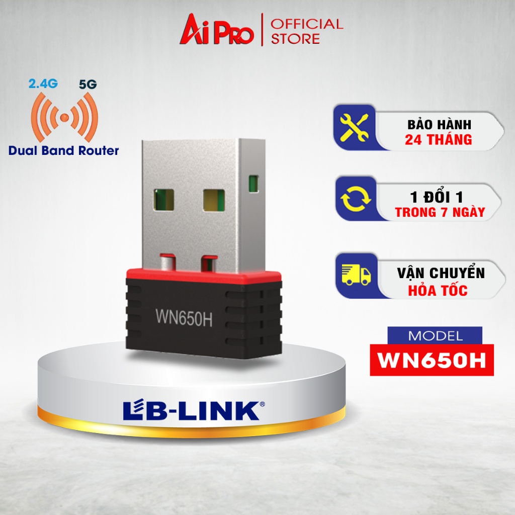 USB thu sóng Wifi - LB LINK - Dùng cho PC và laptop hỏng wifi – Bảo hành 12 tháng – Tốc độ 450Mbps