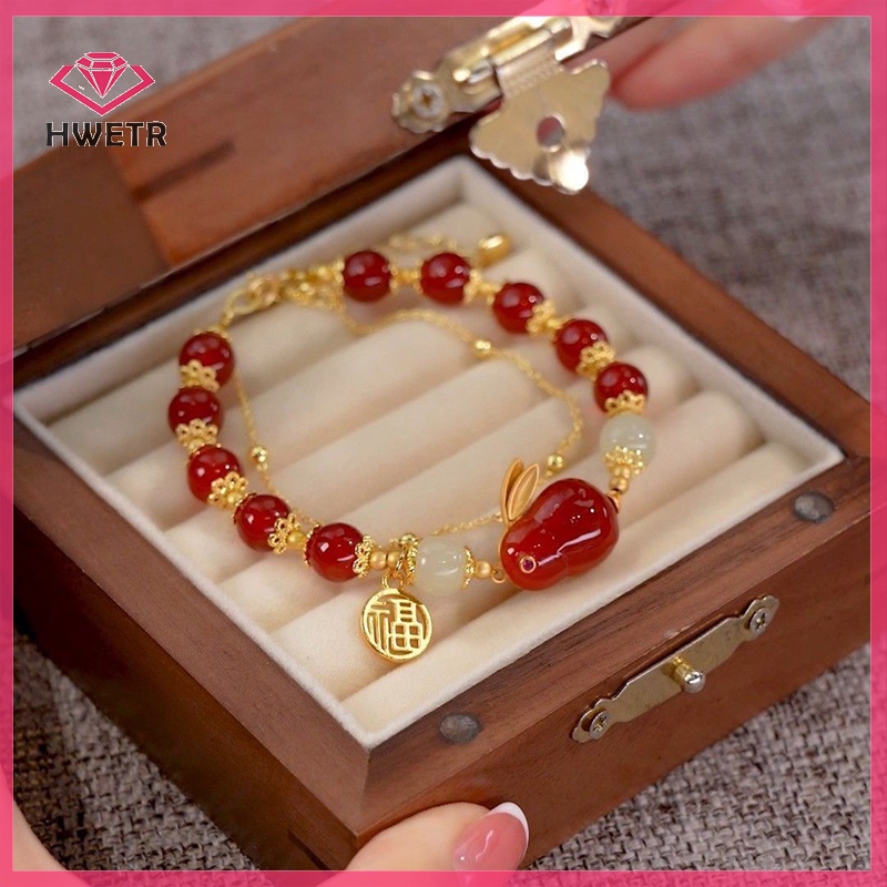 Vòng Tay Hai Lớp Mặt Hình Thỏ Dễ Thương Phong Cách vintage Cho Nữ Mới