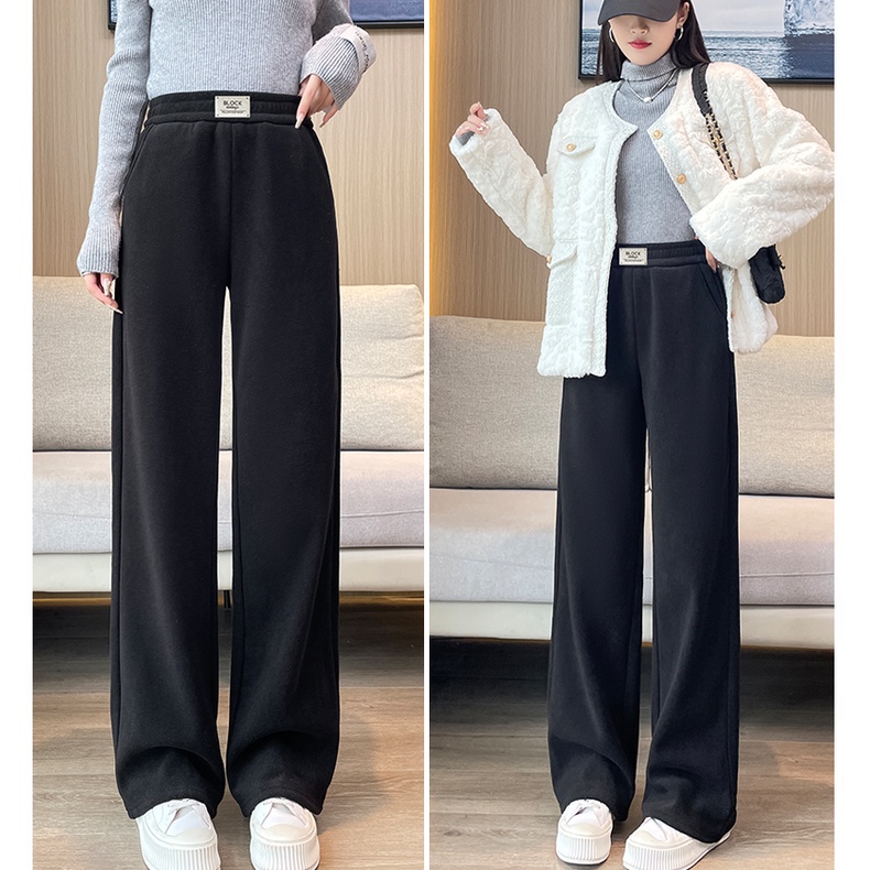 Quần Dài Ống Rộng Lưng Cao Co Giãn Bằng Vải cashmere Phong Cách Thời Trang Thu Đông size s-5xl 2023