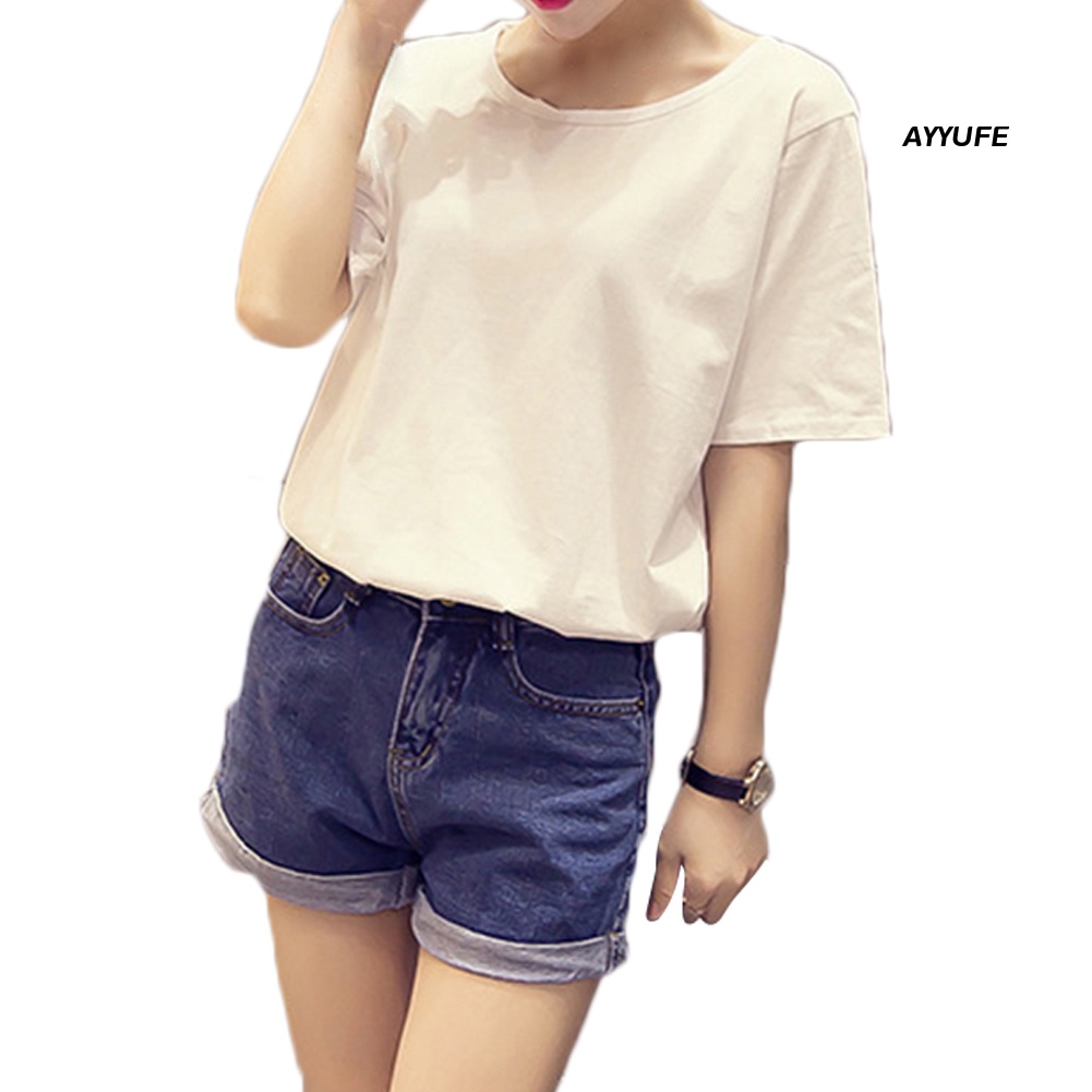Áo Thun Tay Ngắn Cổ Tròn Hở Lưng Màu Trơn Dành Cho Nữ