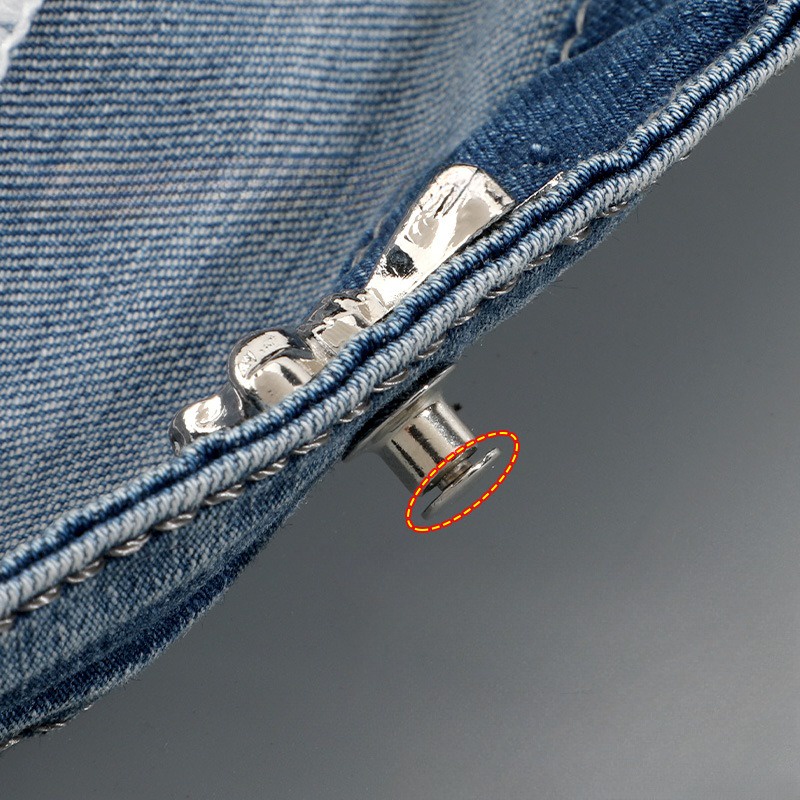 Ahellogirl Chân Váy jeans Xếp Ly Cài Nút Xếp Ly Vô Hình Điều Chỉnh Được