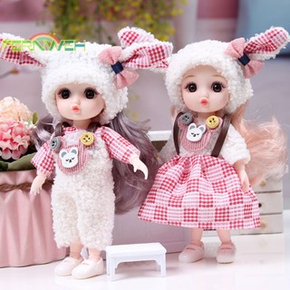 [fernweh] Búp Bê mini 16cm Có Khớp Chuyển Động Kèm Quần Áo Cho Bé Gái [Mới]