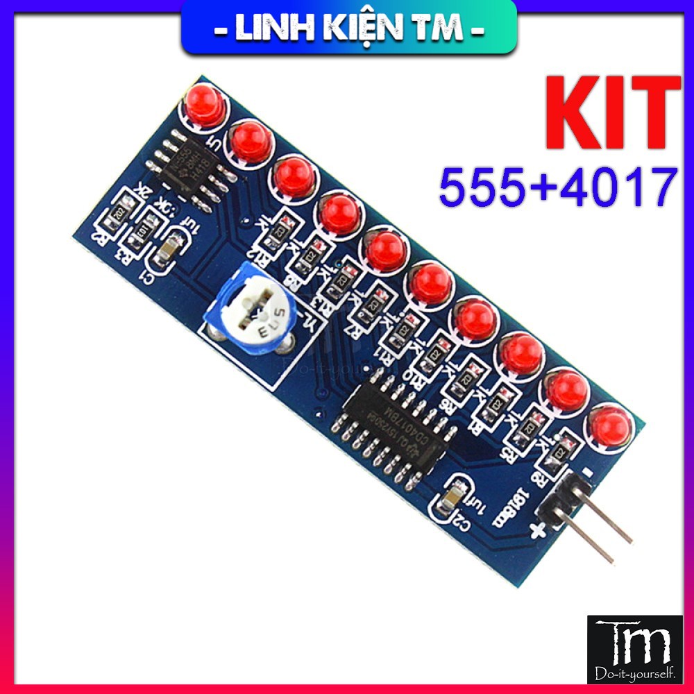 Kit Tự Ráp NE555 + CD4017 Nháy 10 LED