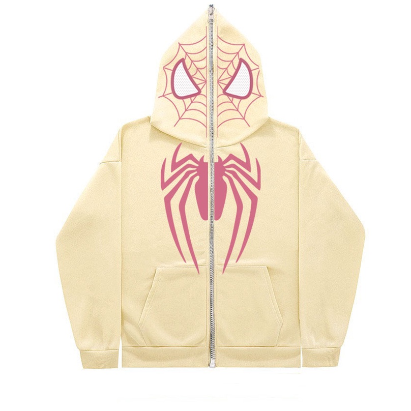 Áo Khoác hoodie Có Khóa Kéo In Hình Nhện Phong Cách Hiphop Thời Trang Đường Phố Mới 2023