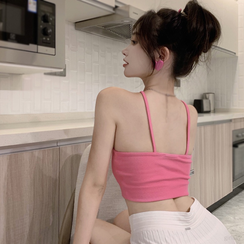 Áo Croptop Hai Dây Hở Lưng Màu Sắc Đơn Giản Quyến Rũ Cho Nữ