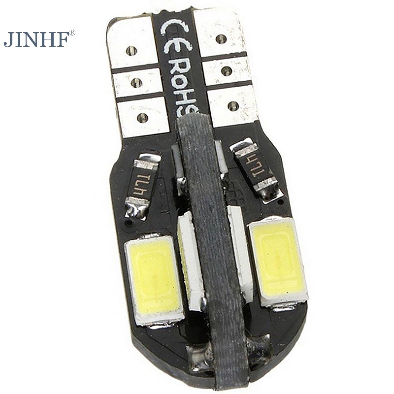 Jinhf Set 2 Bóng Đèn led t10 5630 8smd 12v 8000k Ánh Sáng Trắng Dành Cho Ô Tô