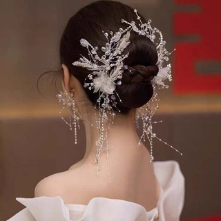 Cặp kẹp tóc đính hạt pha lê thời trang cho cô dâu