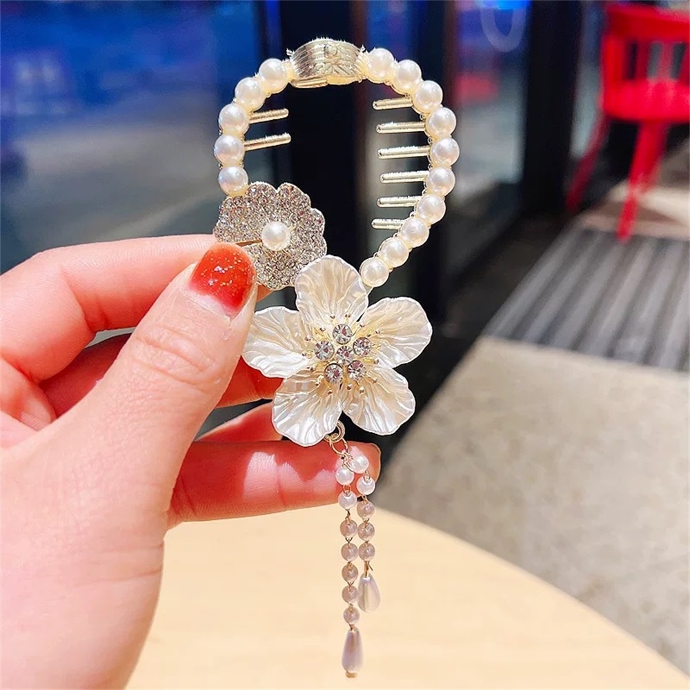 Lưng Kẹp Tóc Hình Hoa / Bướm Đính Ngọc Trai Giả Thời Trang Cho Nữ