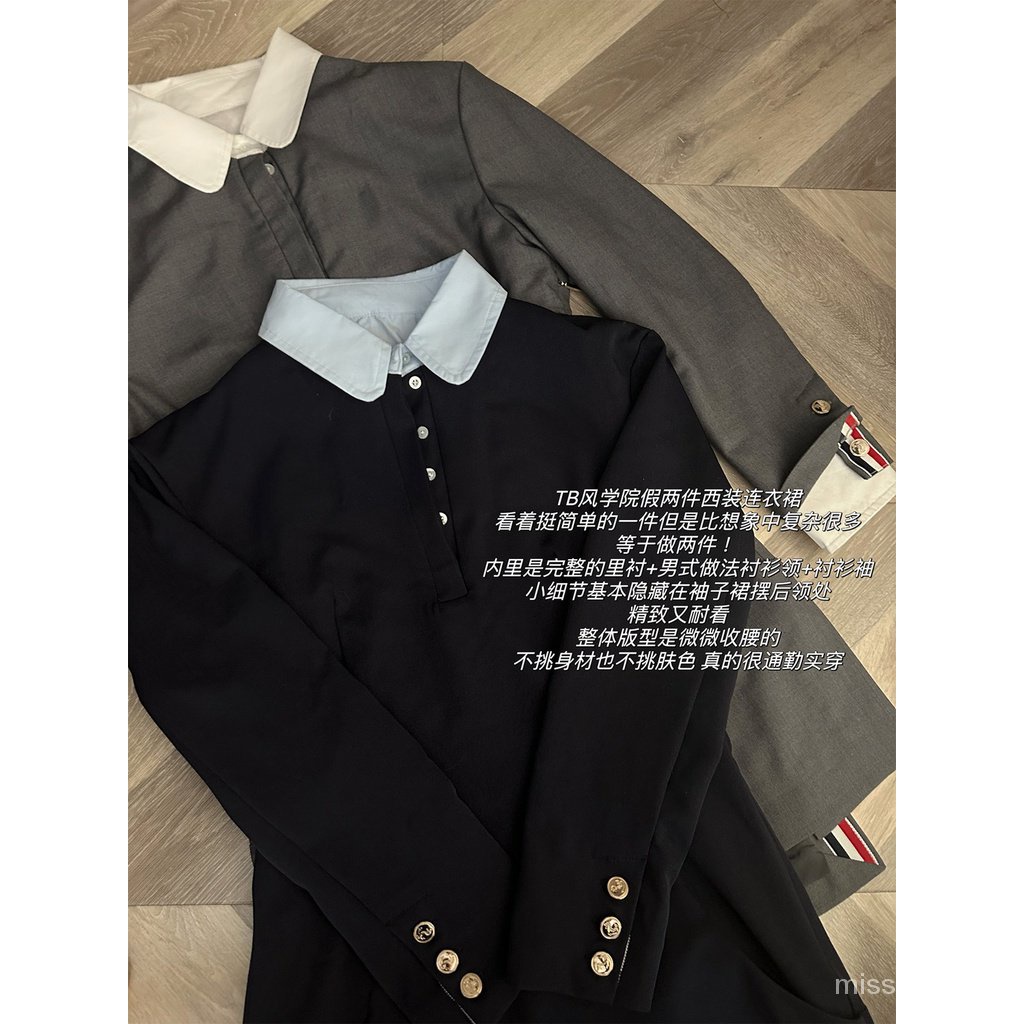 Đầm Dài Tay Giả Hai Mảnh Màu Đen Phong Cách Mùa Thu Cao Cấp q281