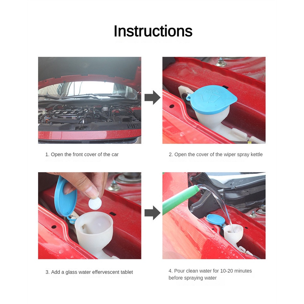 Tinh chất gạt nước dạng rắn đóng chai Quà tặng ô tô Viên nén làm sạch kính Chất làm sạch Tinh chất gạt nước Nước thủy tinh Viên sủi bọt