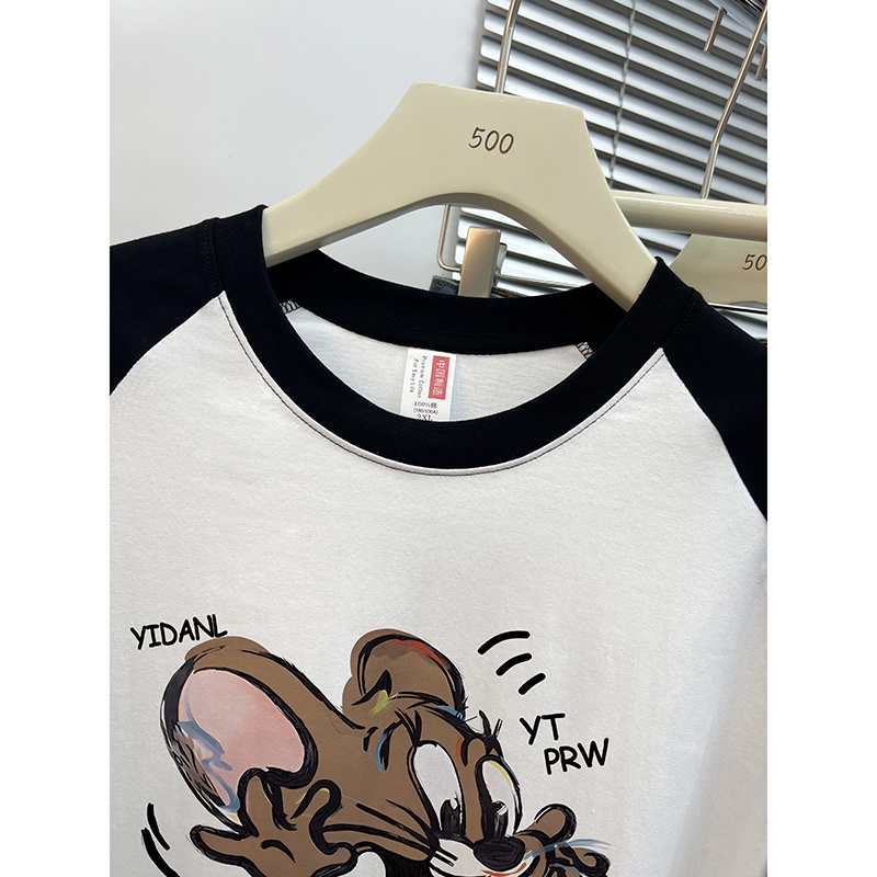 NRVP Áo Thun 100% cotton Tay Dài Dáng Rộng In Hình Trẻ Em Thời Trang Hàn Quốc 2024