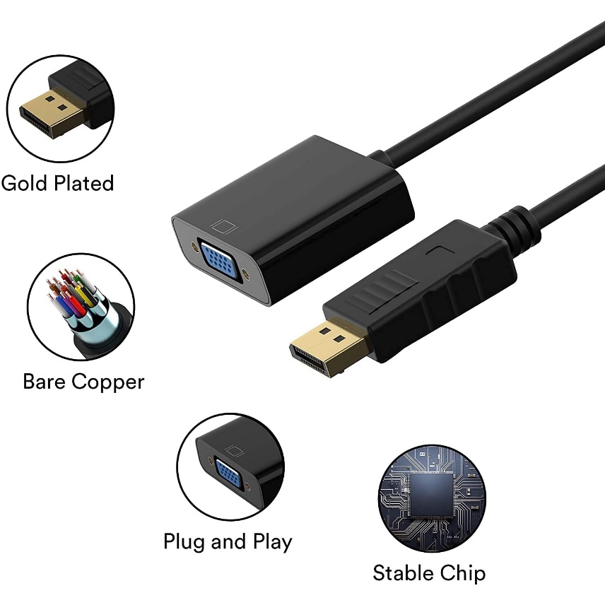 Dây Cáp Chuyển Đổi dp Sang vga 1080p Cho Máy Chiếu tv hdvd laptop