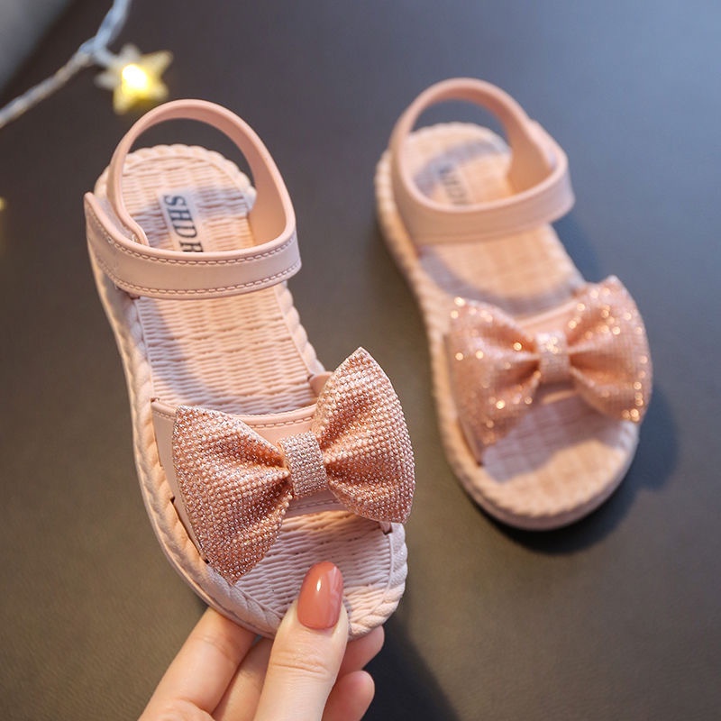Giày Sandal Đế Mềm Đính Nơ Phong Cách Hàn Quốc Cho Bé Gái