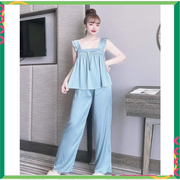 Đồ ngủ sexy, đồ ngủ 2 dây cánh tiên, bộ ngủ lụa chất satin mềm mịn mát - CN33