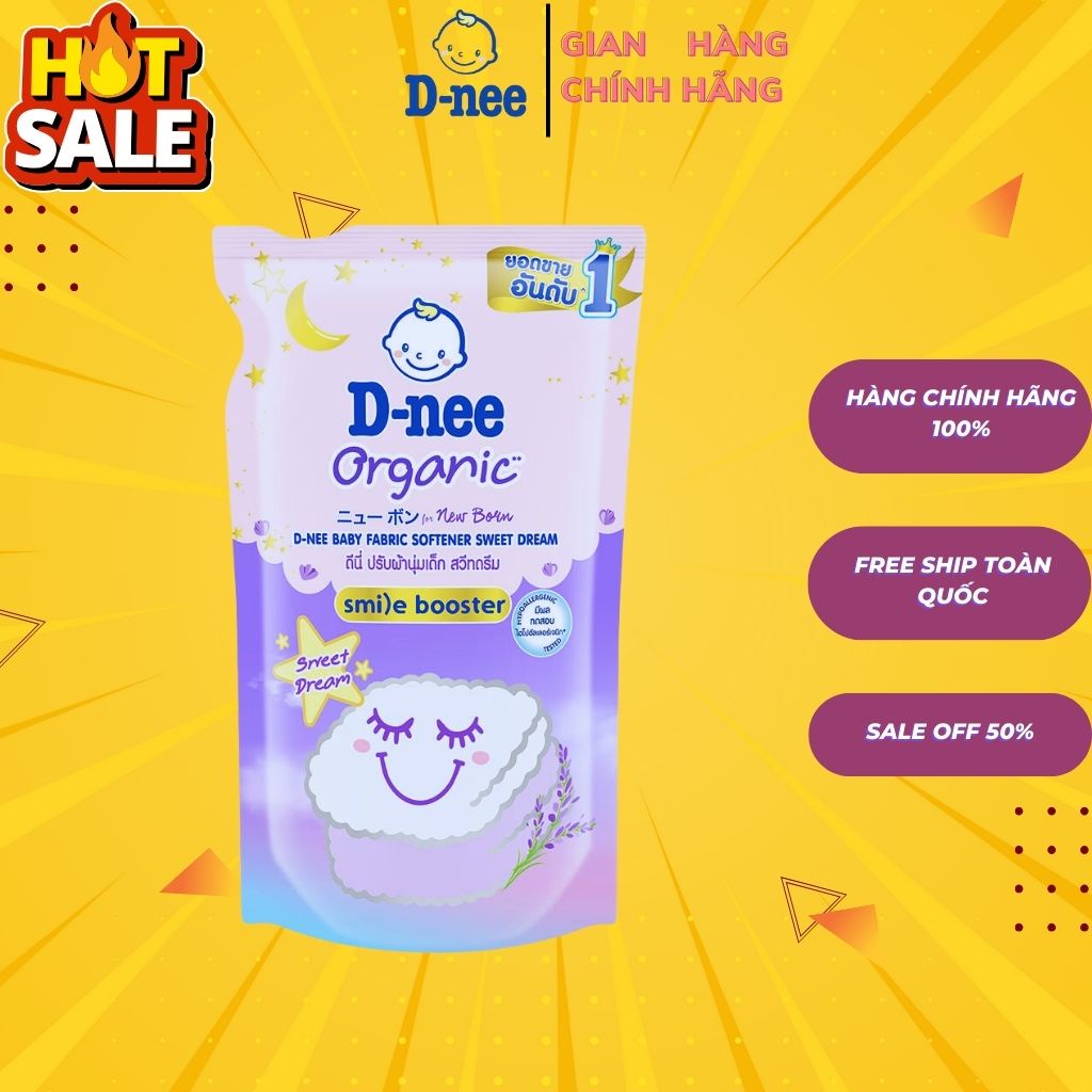 ComBo 3 Túi Nước Xả Làm Mềm Vải Cho Bé Dnee New Born 550ml