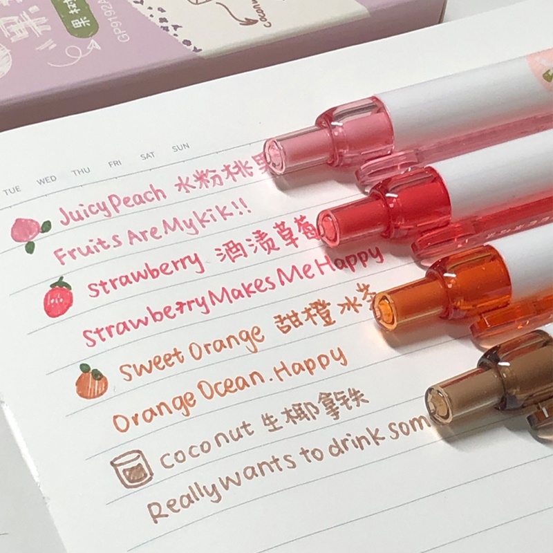 Bút Mực gel Ngòi 0.5mm Nhanh Khô Nhiều Màu Sắc Họa Tiết Trái Cây Sáng Tạo Cho Học Sinh