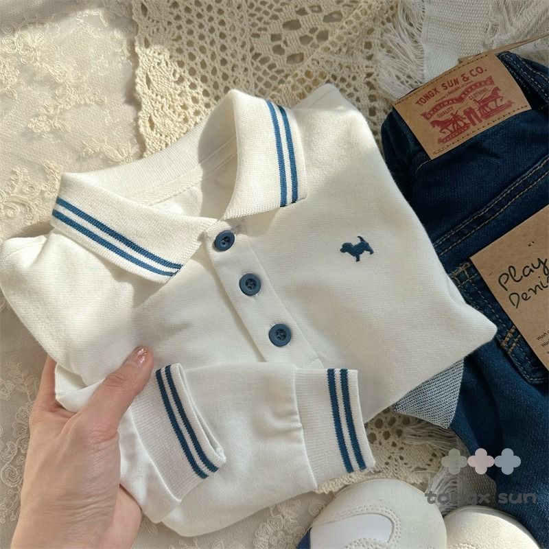 Áo polo Tay Dài Dáng Rộng Thời Trang Xuân Thu 2023 Cho Bé Trai