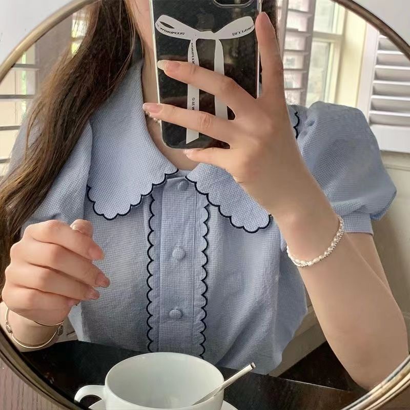 Áo Kiểu Tay Phồng Ngắn Phong Cách Pháp Thời Trang Mùa Hè Mới Cho Nữ