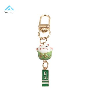 Velishy móc khóa hình mèo may mắn bằng gốm sứ dễ thương