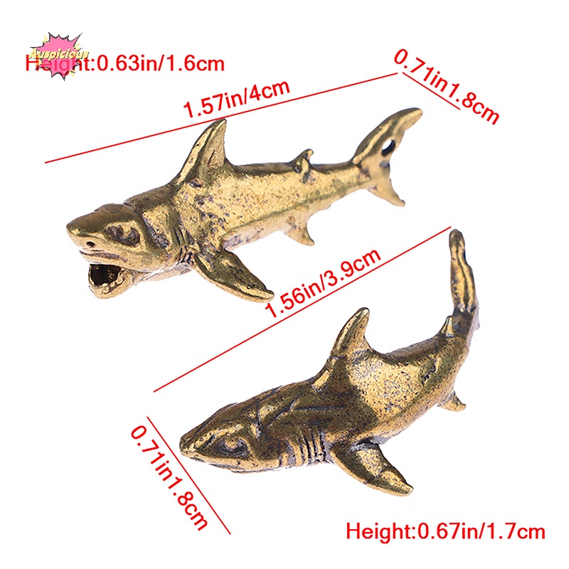 1 Bức Tượng Cá Mập Bằng Đồng Thau Để Bàn Trang Trí Phong Cách vintage