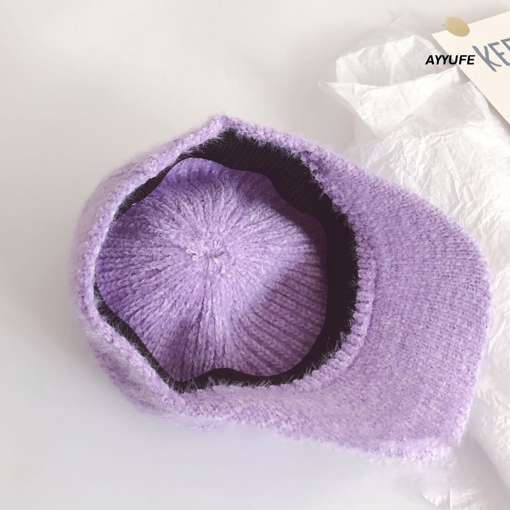 Ayyufe Mũ Lưỡi Trai Dệt Kim Màu Trơn Đính Bóng Lông Thời Trang Thu Đông Cho Bé