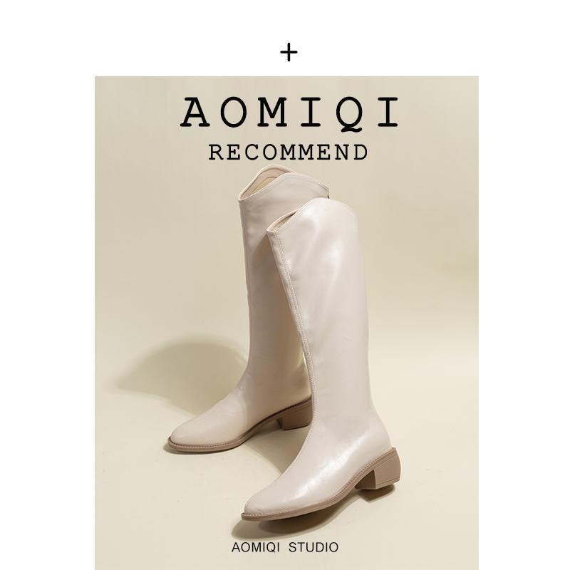 Giày Bốt Cao Bồi Mũi Nhọn Gót Dày Mẫu Mới 2023 Phong Cách Phương Tây Thời Trang Cho Nữ